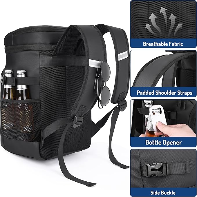 Cooler Backpack, 33 Cans Tactical Inspired Backpack Cooler Insulated Leak Proof for Men & Women Portable 2 Leak Proof Compartments Coolers Bag for Beach Travel Picnic Lunch Hiking BBQ Camping