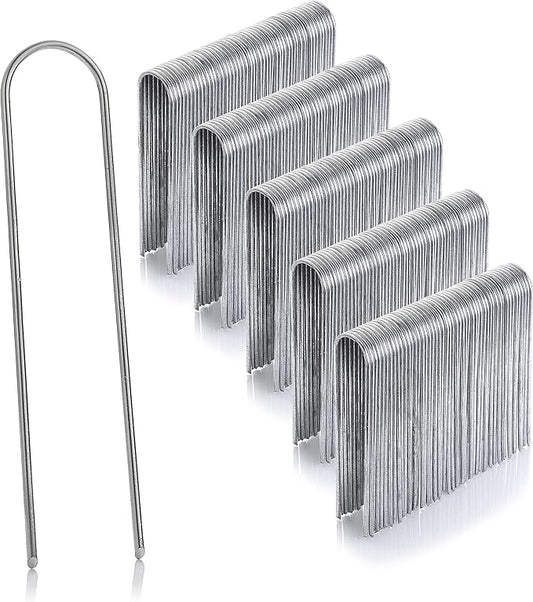 GardenMate Pack of 250 x 6''/150mm galvanised 2.9mm Thick Steel U Shaped Garden Securing Pegs