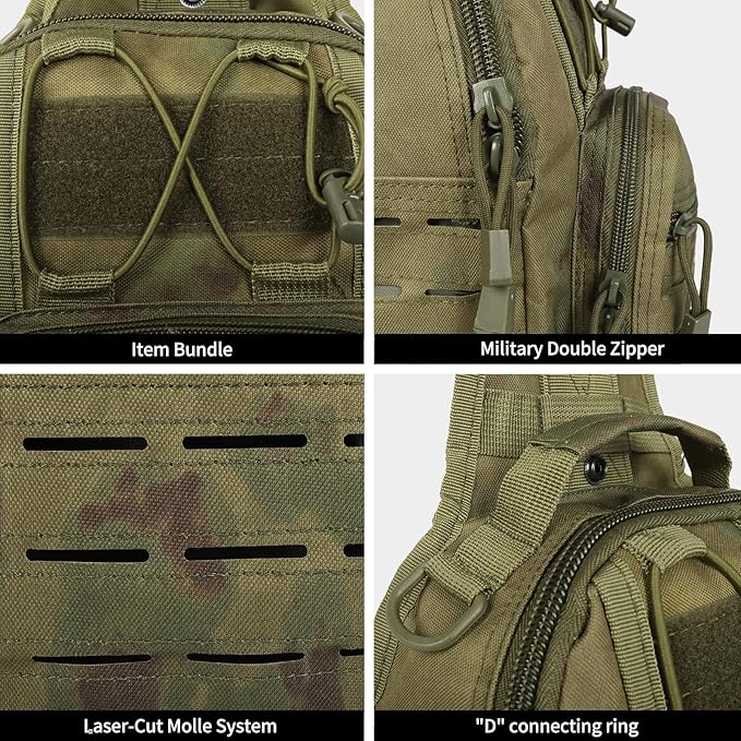 BOMTURN Tactical Backpack-1000D Waterproof Military Backpack/Laser-Cut/CCW Bags Sling Bag Tactical Satchel Shoulder Bag Men