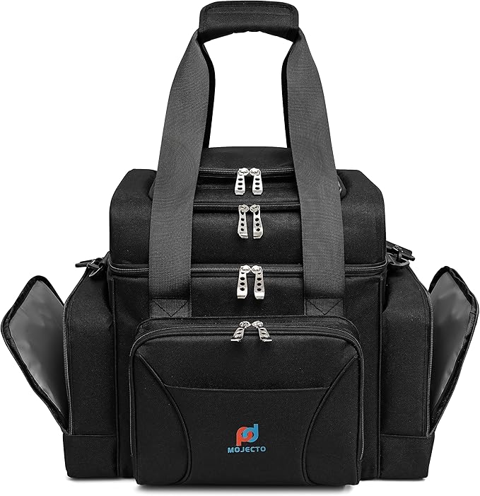Extra Large Cooler Bag (15x12.5x9 in) with Leakproof Hard Liner. Two Insulated Compartment, Heavy Duty Fabric, Thick Insulation, Reinforced Stiches, Multiple Pockets, Durable Zipper.