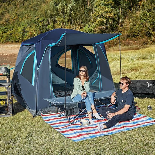 TIMBER RIDGE Instant Pop-Up Weather Resistant Camping Hub Tent, Easy 60 Second Set-Up, Portable 4 Person Tents for Outdoor, Camping, Picnicking, Blue