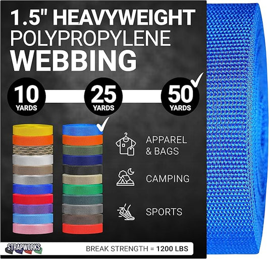 Strapworks Heavyweight Polypropylene Webbing - Heavy Duty Poly Strapping for Outdoor DIY Gear Repair, 1.5 Inches