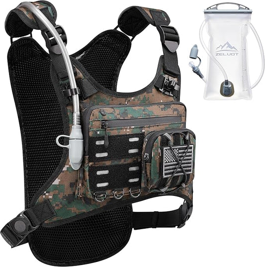 Running Vest with 2L Water Bladder, Hydration Backpack, USA Original Patent, Lightweight Hydration Pack with Gear Holder, Reflective Chest Pack for Men Women for Marathon