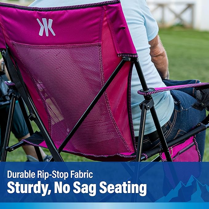 Kijaro Dual Lock Folding Camp Chair - Versatile Sports Chair With Locks Position for Outdoors - Cayman Blue Iguana