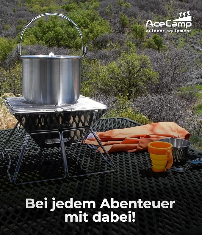 AceCamp Nested Pot Aluminum Lightweight Cooking Pot Set Outdoor Large Stock with lid and folding handle - 4L,8L,12L