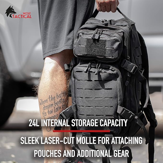 WOLF TACTICAL Molle Backpack Small Tactical Backpack Small Concealed Carry Backpack CCW Backpack Bug Out Bag 24L EDC Daypack