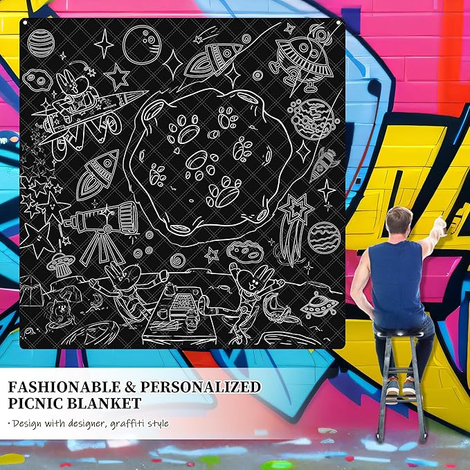 Graffiti Picnic Blanket, 79" x 79" Extra Large Outdoor Picnic Mat, Outdoor Blanket, Beach Blanket, Washable Foldable Portable Blanket for Park Grass/Beach/Camping/Concerts
