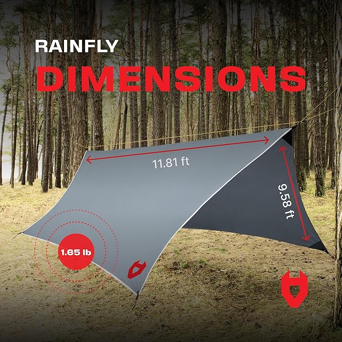 Rain Fly12x10 Lightweight Survival Camping Tarp; 100% Waterproof; Makes a Great Backpacking Tarp or Hammock Shelter; Comes in Multiple Colors, Survival Bracelet Included; Grey