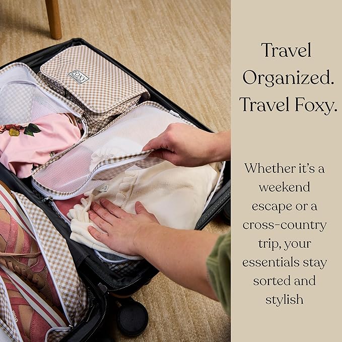Packing Cubes Set – Cute Packing Cubes for Travel, Luggage Organizer Bags for Suitcase, For Kids & Family, Floral, Neutral & Aesthetic Travel Organizer Set-Blue Flower