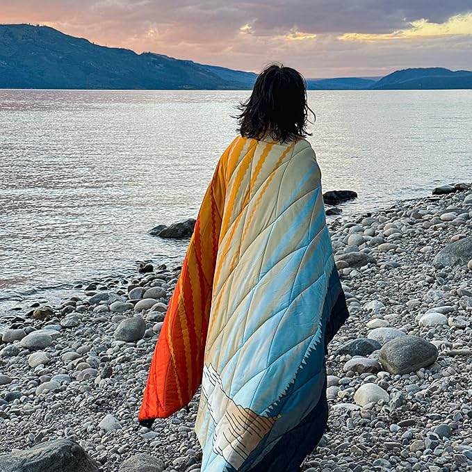 Nomadix Yellowstone Puffer Blanket – Water-Resistant, Eco-Friendly Insulated Blanket with Snaps for Camping, Beach, and Travel, Made from Recycled Materials