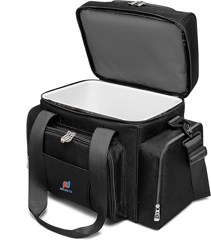 Extra Large Cooler Bag (15x12.5x9 in) with Leakproof Hard Liner. Two Insulated Compartment, Heavy Duty Fabric, Thick Insulation, Reinforced Stiches, Multiple Pockets, Durable Zipper.