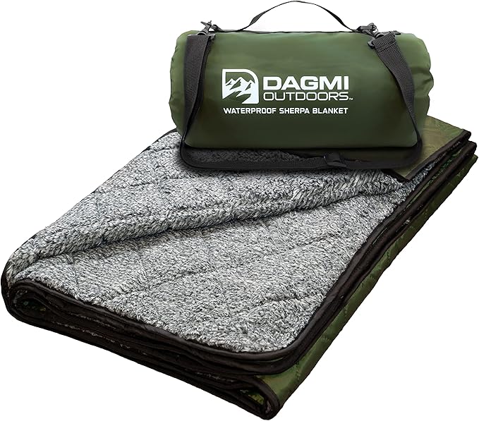 Sherpa Waterproof Outdoor Blanket. Large Sherpa Camping & Stadium Blanket for Cold Weather. Perfect for Picnic, Sports, Concerts, Outdoors, Boat. Windproof, Extra Warm, Machine Washable.