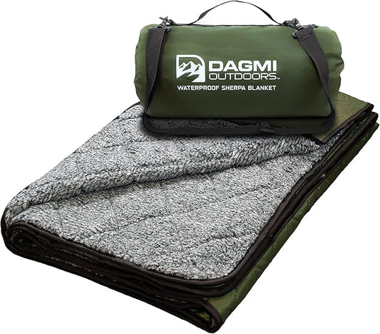 Sherpa Waterproof Outdoor Blanket. Large Sherpa Camping & Stadium Blanket for Cold Weather. Perfect for Picnic, Sports, Concerts, Outdoors, Boat. Windproof, Extra Warm, Machine Washable.