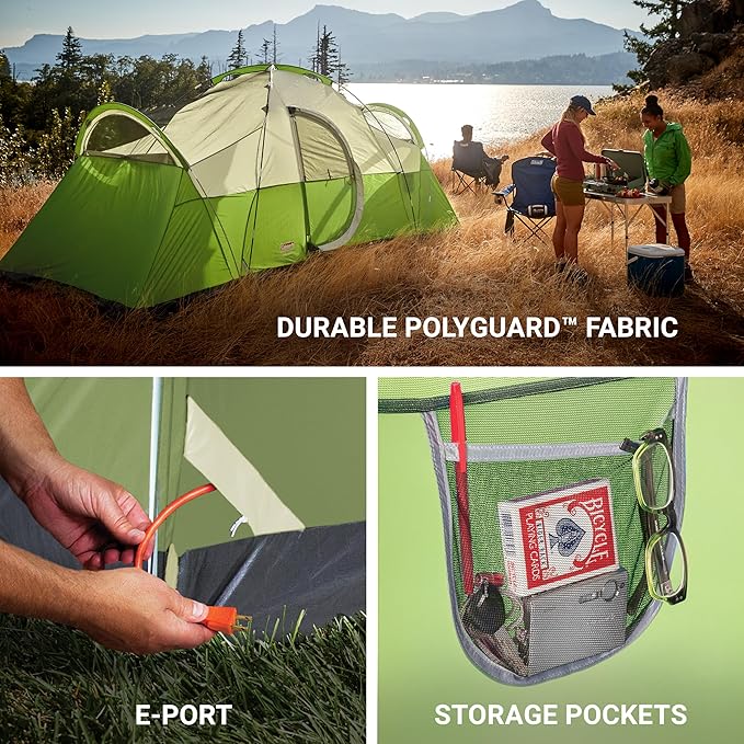 Coleman Montana 8-Person Camping Tent with Rainfly, Weatherproof Family Tent Sets Up in 15 Mins, Fits Multiple Airbeds