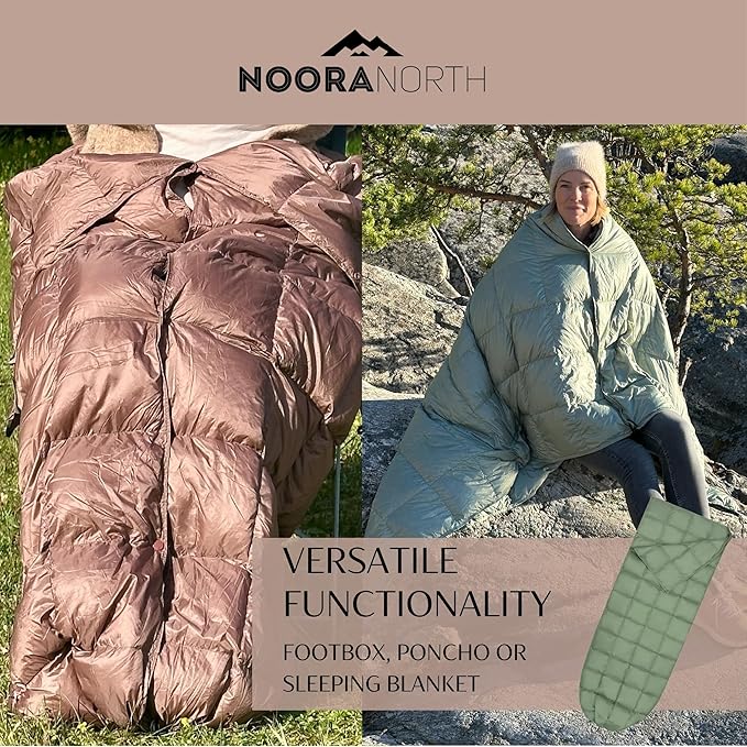 Down Camping Blanket with Footbox – Lightweight, Packable, Water Resistant Backpacking Quilt & Warm Puffy Compact Outdoor Throw – 52x77 with Stuff Sack for Stadium, Hiking & Travel