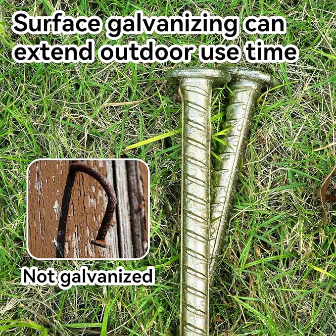 30 Inch Long Rebar Stakes - 9/16 Inch Diameter Heavy Duty Asphalt Anchors, Galvanized Steel Ground Spikes for Speed Bump, Wheel Stop, Tent and More (10 Counts)