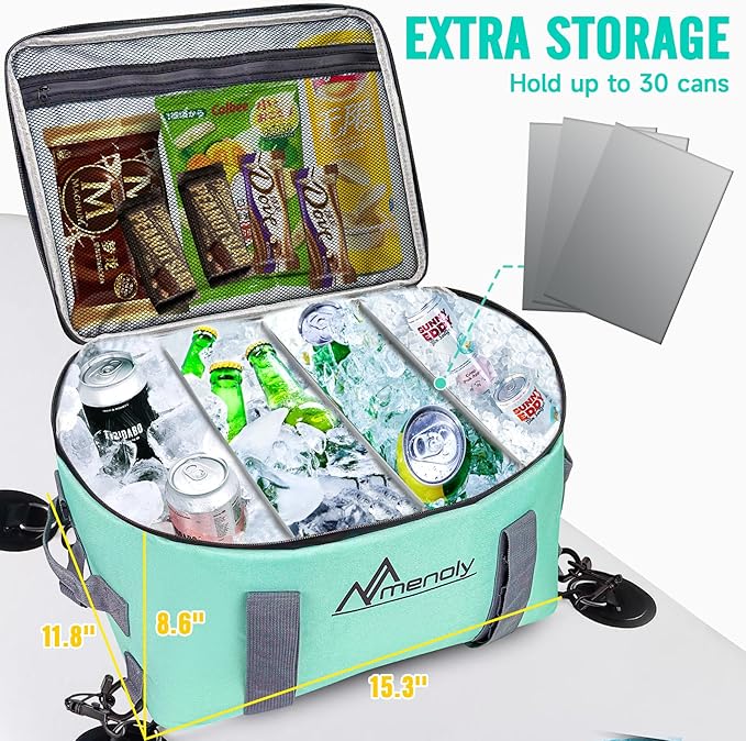 MENOLY Paddle Board Accessories Cooler, 25L Sup Kayak Deck Cooler Bag Fit 30 Cans with Waterproof Phone Pouch, Adjustable Strap, Bottle Opener for Paddleboarding, Kayaking, Camping