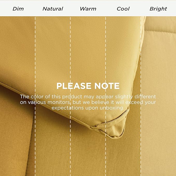 Bedsure Comforter Duvet Insert - Quilted Comforters King Size, All Season Duvet, GentleSoft Down Alternative Bedding, with 8 Tabs, Gifts for Women/Men, Mustard Yellow, King 90 x 102 Inches