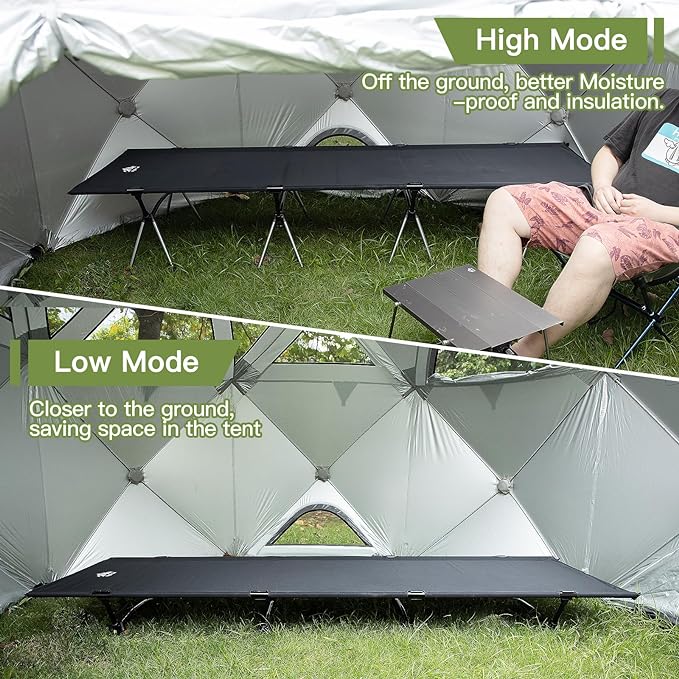 Night Cat Camping Cot Bed - Portable Folding Sleeping Cots for Adults 1-Person Outdoor Elevated Off-Ground Beds Easy Set-up Army Sleeping Bed 87"x32"