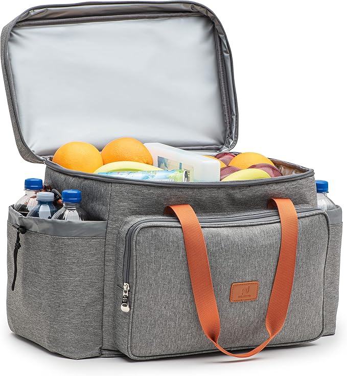 Extra Large Cooler Bag with Hard Board Bottom. Heavy Duty 900D Fabric, Thick Insulation, Heat Sealed Liner, Many Pockets, Smooth Zipper, Removable Straps.