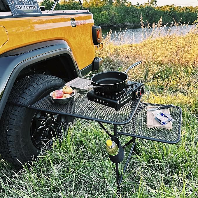 CDEN Tailgate Table, Car Desk, Tailgate Table, Car Camping, Camping Tables, Vehicle Tables, Adjustable Height, Lightweight