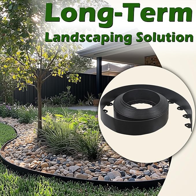 Gardzen Landscape Edging Kit, 60-Foot Long, 3-Inch Tall, No Dig Garden Edging Border for Flower Beds, Tree Rings, Pathways , Includes 60 Spikes