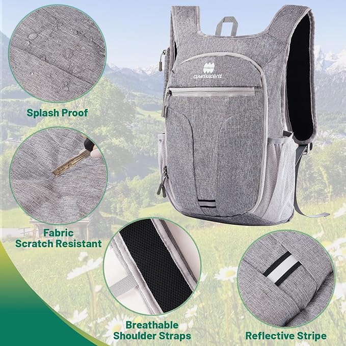 20L Small Hiking Backpack for Women - Lightweight Packable Backpack for Men, Waterproof Foldable Daypack for Travel, Hiking, and Daily Use, Adjustable Chest Strap Multiple Pockets, Gray