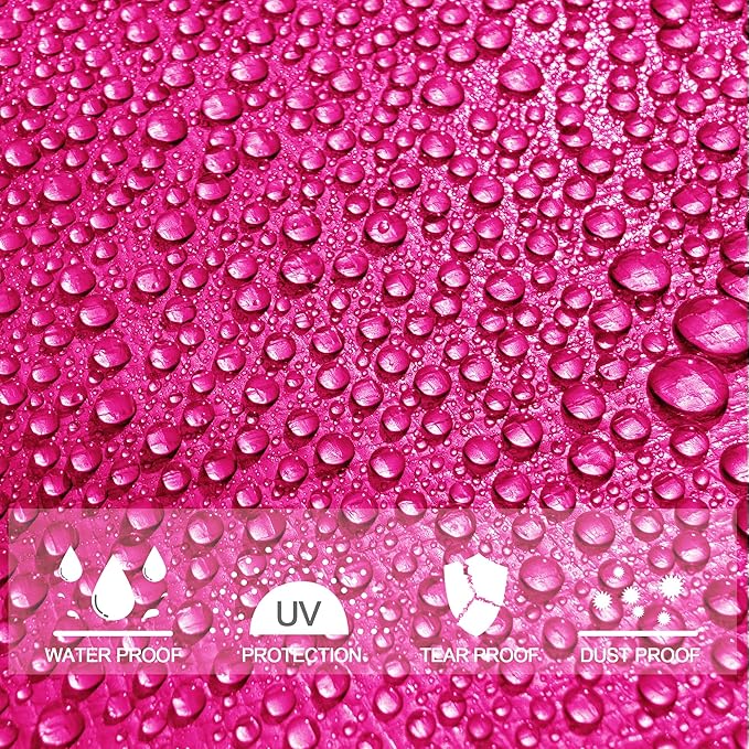 STARPYNG-7 Mil Pink/Silver 10x12 Feet Tarp-Multifunctional Waterproof Tarpaulin-Waterproof, UV Resistant, Rip and Tear Resistant, Poly Tarpaulin with Reinforced Edges for Cover