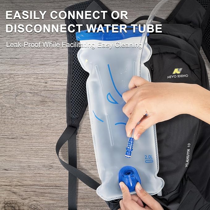 N NEVO RHINO Water Bladder 1.5L-2 Liter, BPA -Free Hydration Bladder for Hiking Backpack Running Vest, Leak - Proof Water Reservoir Storage Bag for Camping & Outdoor Adventures