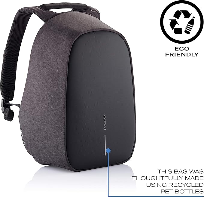 XDDesign Bobby Hero 16 Liter Anti Theft Laptop Backpack, Padded 15.6" Laptop Sleeve, Recycled Material, Water Repellent, USB Charging Port, Travel Carry on Flight Approved for Men&Women