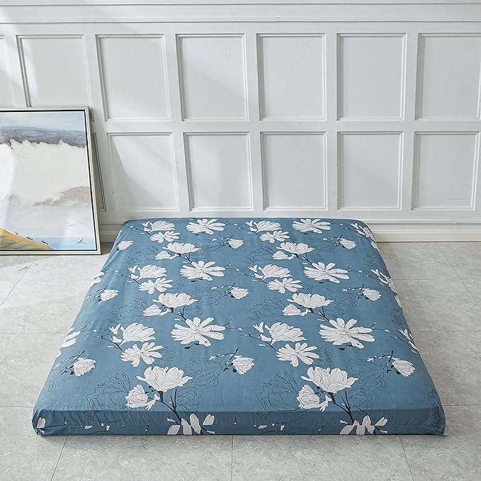 Japanese Twin Foldable & Portable Roll up Camping Mattress, Thicken Sleeping Mattress with Flower Pattern