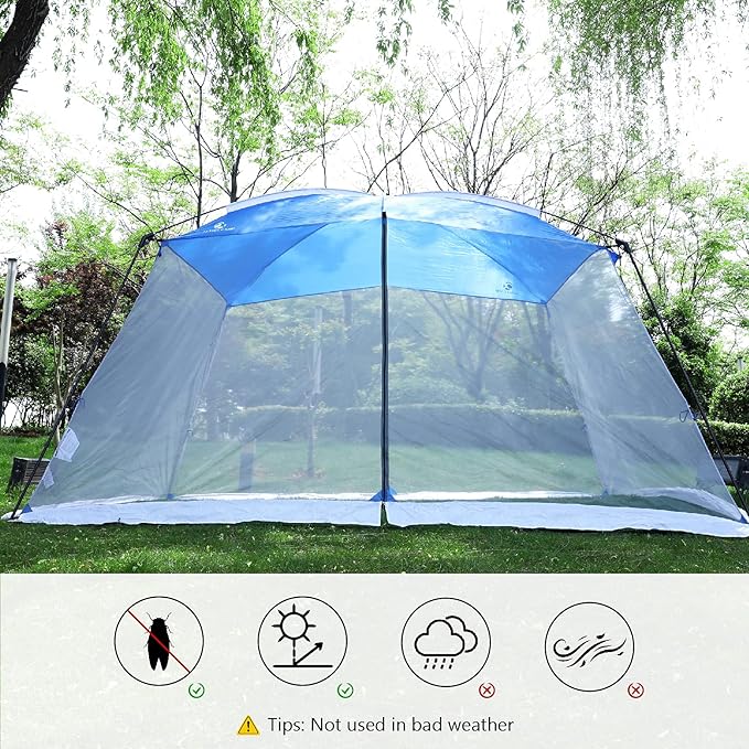 LET'S CAMP Screen House Tent 13"X 9",Netted Canopy Mesh Tents for Patios Camping, Blue