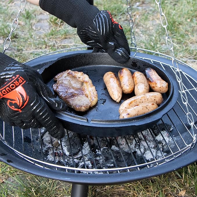 5-in-1 Dutch Oven Camping Accessories Kit - Campfire Cooking Equipment with Heat-Resistant Gloves, 16" Scissors Tongs, Lid Lifter, Lid Stand & Trivet | BBQ Tools, Outdoor Camping Cookware