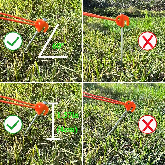 Tent Stakes, 20PCS Galvanized Ground Stake, 10 Inch Non-Rust Metal Tent Pegs Camping Tent Spikes Anchors for Outdoor Canopy, Yard Stakes for Garden, Hiking -Organge