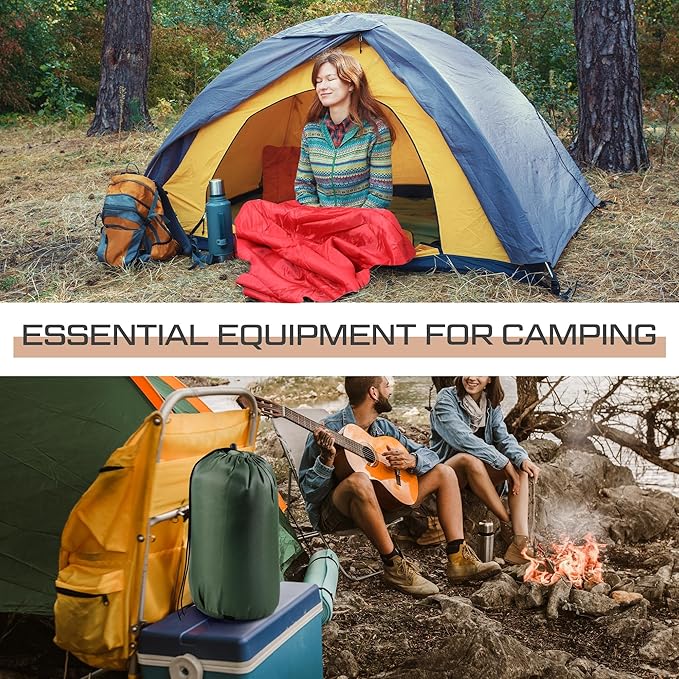 Tranqun 10 Pcs Sleeping Bags for Adults Cotton Liner Cold Warm Weather 4 Seasons Camping Gear Equipment Lightweight Waterproof Backpacking Sleeping Bag for Hiking Outdoor Travel