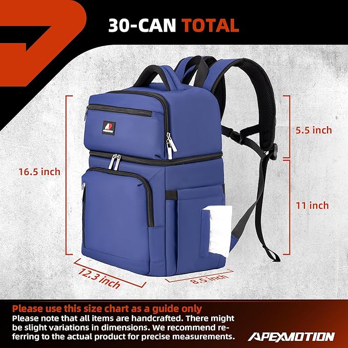COOLJOB Insulated Cooler Backpack for Men Women, Leakproof Lunch Bag with Waterproof Liner, Double Roomy Deck, RFID, Blue