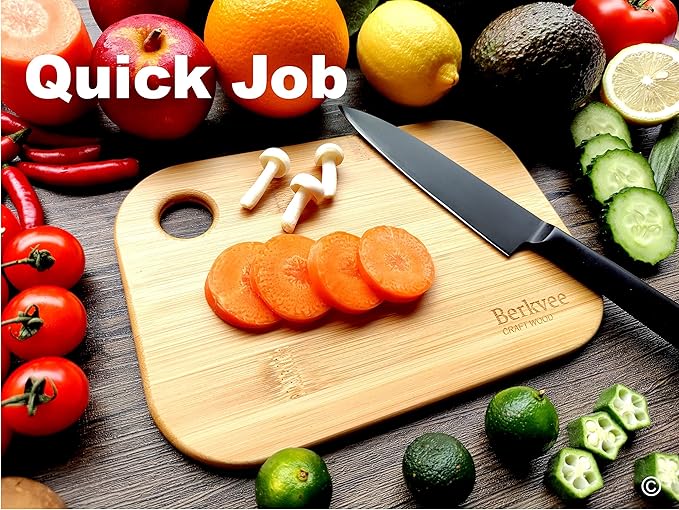 2 PCs Berkvee Small FSC-CERTIFIED Bamboo Wood Cutting Board Set – Mini Lightweight Wooden Cutting Board- BPA Free