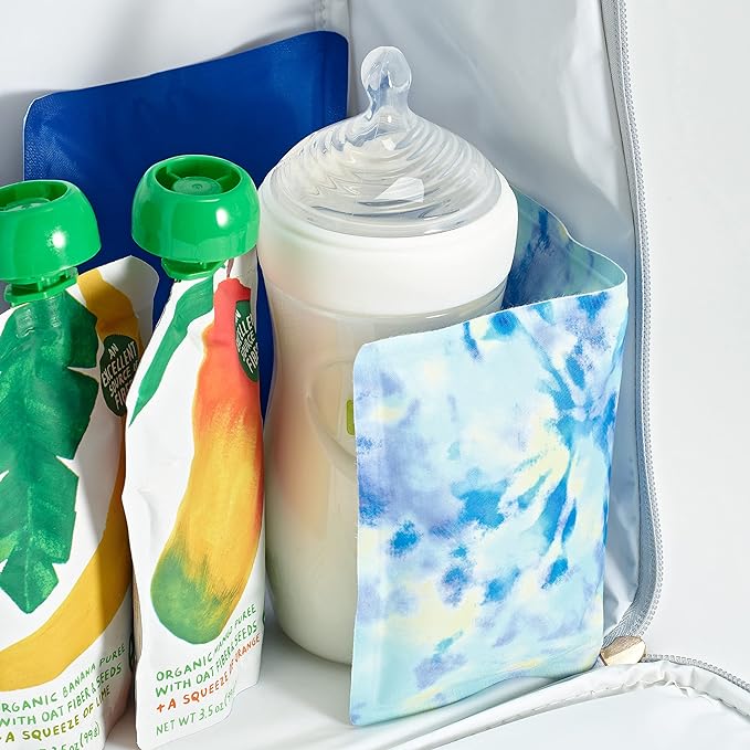 Cool Coolers by Fit & Fresh 2 Pack Soft Ice, Flexible Stretch Nylon Reusable Ice Packs for Lunch Boxes & Coolers, Aqua Tye Dye