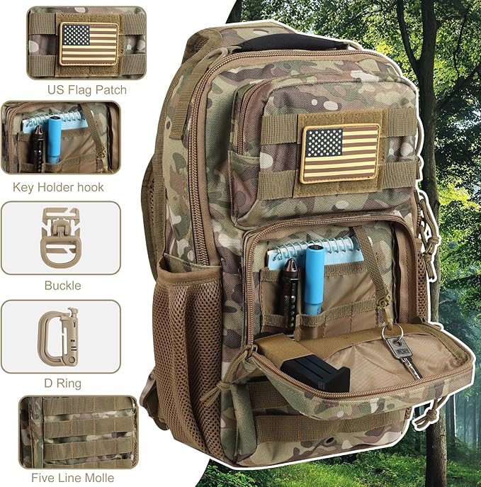 Rover Sling Pack Tactical Shoulder Sling Bag Backpack with Bottle Holder Crossbody Chest Bag, CP Camo