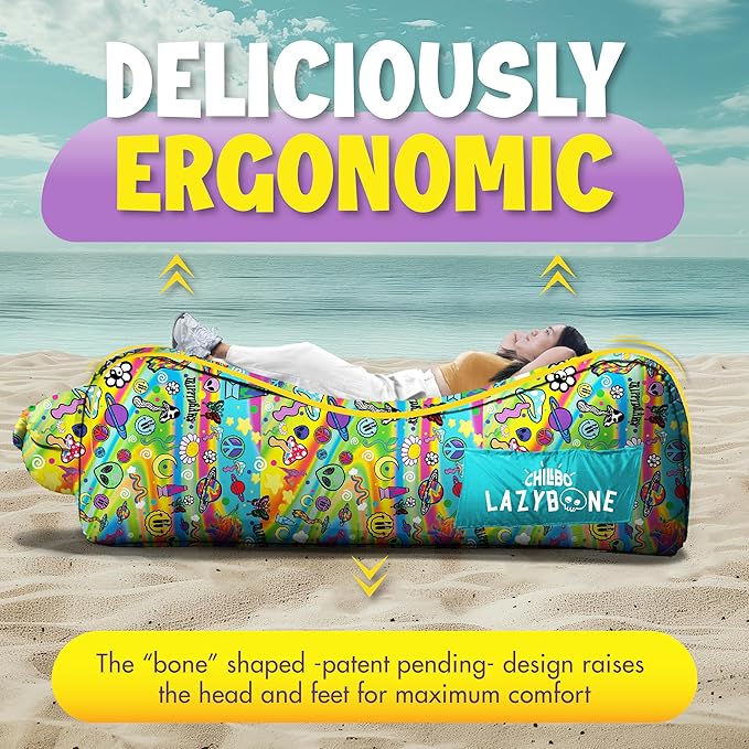 Chillbo Lazybone Inflatable Couch - Ultimate Inflatable Lounger for Maximum Chill - The Perfect Blow Up Couch for Music Festivals Or Inflatable Lounger for Camping