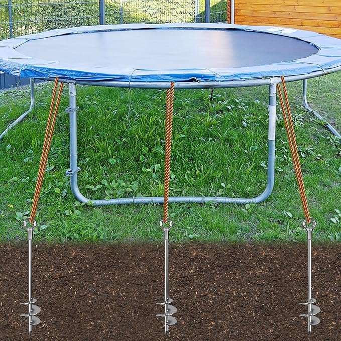 30'' Ground Anchors Screw in Heavy Duty 12mm Solid Steel, 3" Spiral Blade with Smooth Edges, Fully Welded Design for Mobile Home, Shed, Trampoline, Swing Set, Carport, Earth, Tent, 4Pack