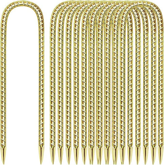 11 Pack 12 Inch Rebar Stakes Anti-Rust Galvanized Steel U Shape Hook Strong Ground Anchors for Tents, Position Kits, Fences, Trampolines Landscape Fabric for Farm Garden