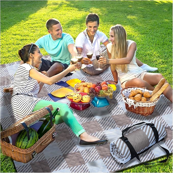 Extra Large Picnic Blankets Portable 80x80 Oversized Waterproof Sandproof Outdoor Boho Beach Blanket Camping Grass Mat Big Xl Sand Free Car Items Summer Essential Hiking Must Have Backpacking Supplies