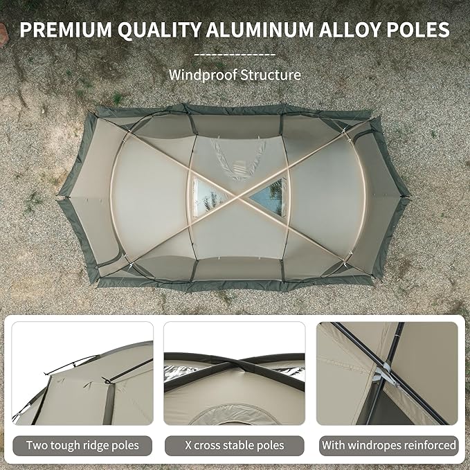 Naturehike Massif Hot Tent with Stove Jack, Waterproof Windproof 4 Season Tent, 2/4 Person Cold Weather Winter Tents for Camping