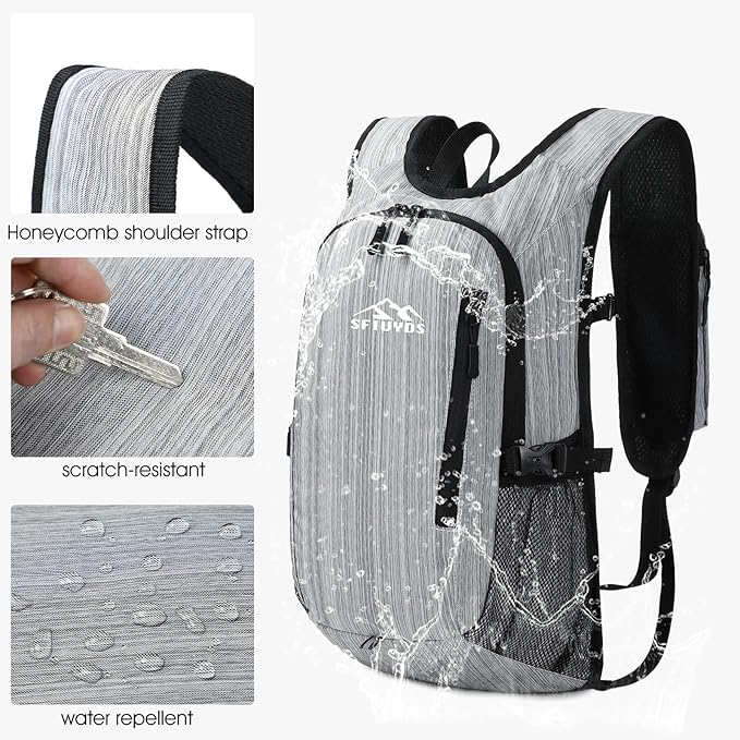 Small Hiking Daypack,15L Waterproof Hiking Backpack Packable Lightweight Travel Day Pack for Women Men (Oxford Grey)