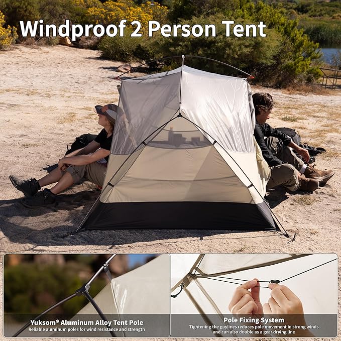 Naturehike Mongar Pro 1/2/3 Person Backpacking Tent,Waterproof Nylon Easy Setup Lightweight Camping Tent