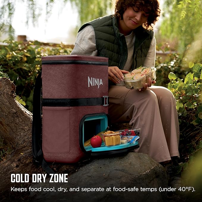 Ninja FrostVault Go Can Soft Cooler, 24/36 Can, Leak Proof, Built-In Cup Holder, 2 Ice Packs & Dry Storage Drawer, Polyester Insulation, Hiking, Camping, Picnic