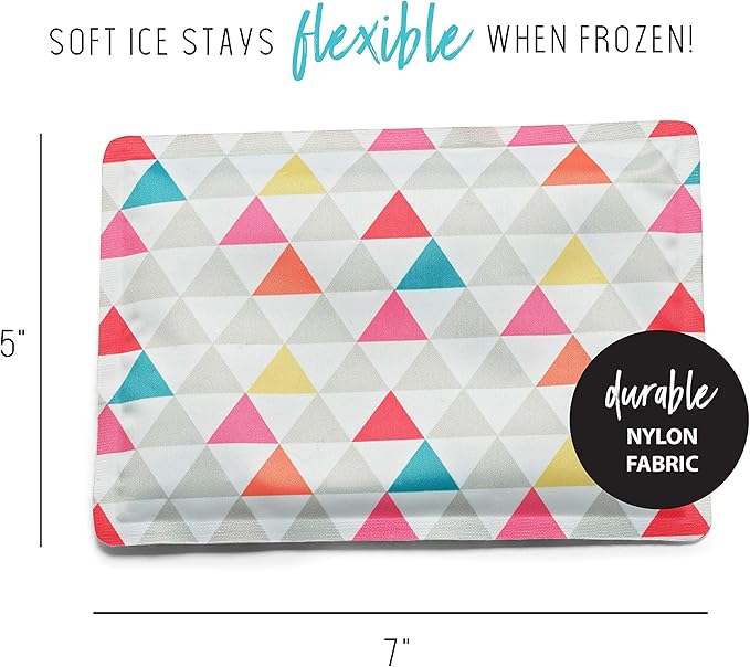 Cool Coolers by Fit & Fresh 2 Pack Soft Ice, Flexible Stretch Nylon Reusable Ice Packs for Lunch Boxes & Coolers, Multi-Colored