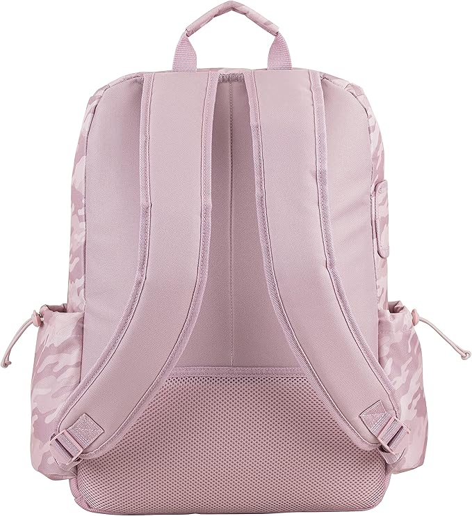 FUEL Multi-Pocket Cargo Travel Backpack Luggage Bag with Top-Loader Entry, Dusty Pink Camo