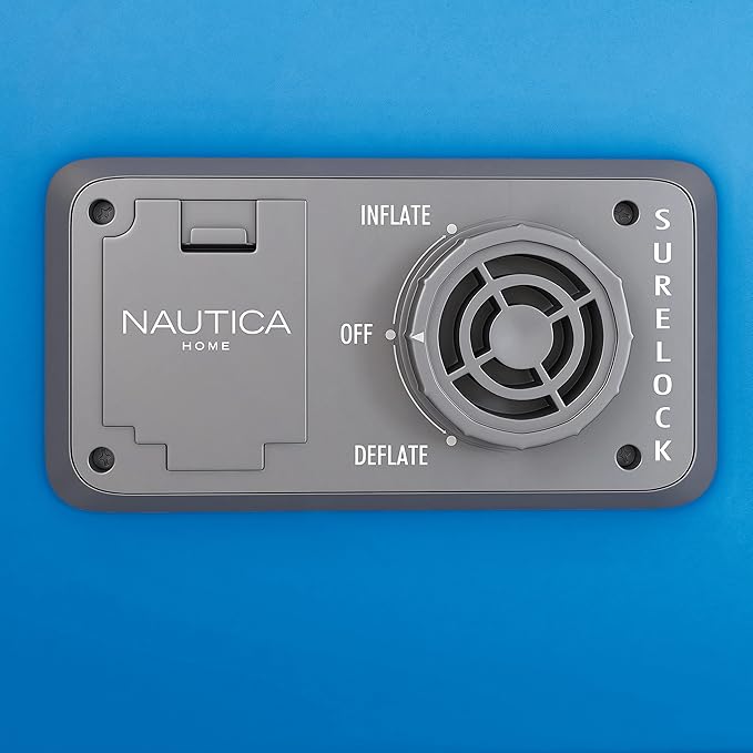 Nautica Home 15" Cool Comfort Size Twin Premium Air Mattress with Pillow Top, Raised Inflatable Airbed, Comfort Coil Technology, Built-in Pump, Anti-Leak Vinyl, Storage Bag